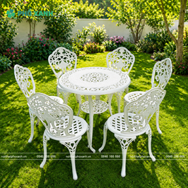 Bộ bàn ghế nhôm đúc sân vườn,ban công,nhà chòi nhỏ BNd-HV80TK