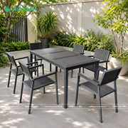 Bộ bàn ghế nan nhựa Composite nhà hàng quán cafe BCP-16090NXKX