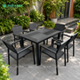 Bộ bàn ghế nan nhựa Composite nhà hàng quán cafe BCP-12080CRNDKD