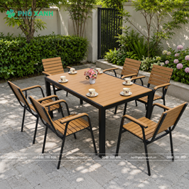 Mua Bộ bàn ghế nan nhựa Composite nhà hàng quán cafe BCP-15090 Đen