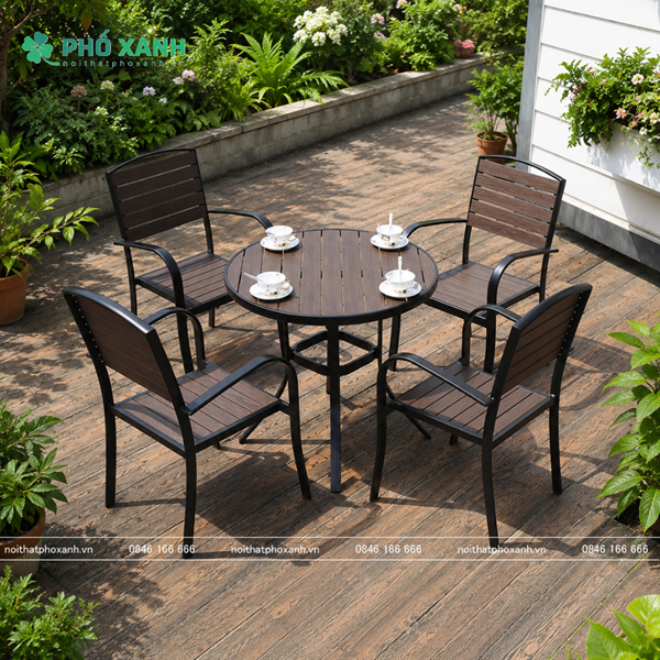 Bộ bàn ghế nhựa Composite nhà hàng,sân vườn BCP-80NXKD