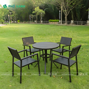 Bộ bàn ghế composite cà phê ngoài trời mặt tròn 4 ghế BCP-80NDKD