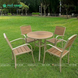 Bộ bàn ghế composite cà phê ngoài trời mặt tròn 4 ghế BCP-BCP-80NGKV