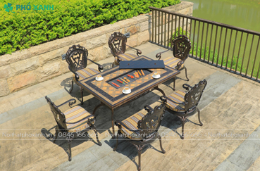 Cách lựa chọn bàn ghế nhôm đúc mặt đá tích hợp bếp nướng phù hợp với sân vườn nhà bạn