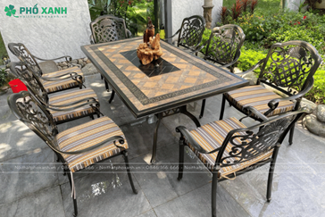 Tạo Không Gian Nhà Hàng Quán Cafe Sang Trọng Đẳng Cấp Với Bàn Ghế Nhôm Đúc Mặt Đá