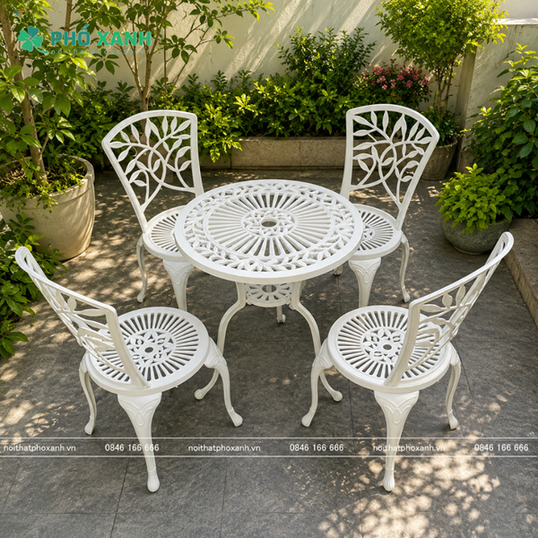 Bộ bàn ghế nhôm đúc nhỏ ngoài trời dành cho ban công,sân vườn nhỏ BND-D70CCTK