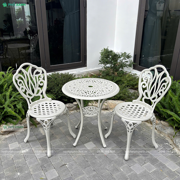 Bộ bàn ghế nhôm đúc nhỏ ban công, sân vườn BND-D60D01TK