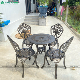 Bộ bàn ghế nhôm đúc nhỏ gọn dành cho sân vườn,ban công nhỏ BND-HV70HTD