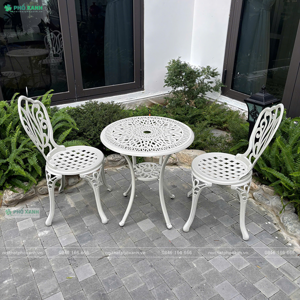 Bộ bàn ghế nhôm đúc nhỏ ban công, sân vườn BND-D60D01TK