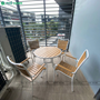 Bộ bàn ghế nhà hàng, cafe sân vườn chất liệu Composite nan màu vàng BCP-80NGKT
