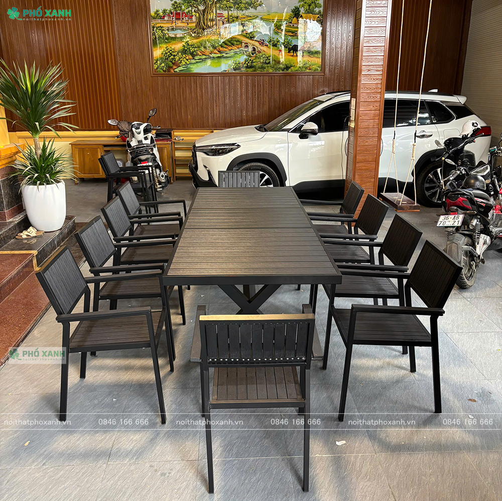 Bộ bàn ghế sân vườn thu gọn thông minh chất liệu Composite BTG-CPS18090D