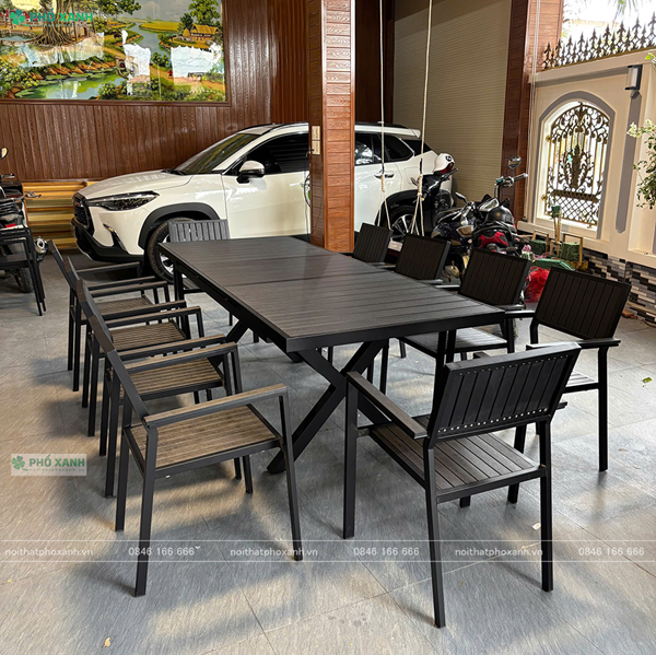 Bộ bàn ghế sân vườn thu gọn thông minh chất liệu Composite BTG-CPS18090D