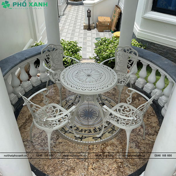 Bộ bàn ghế nhôm đúc hình tròn BND-D80TK