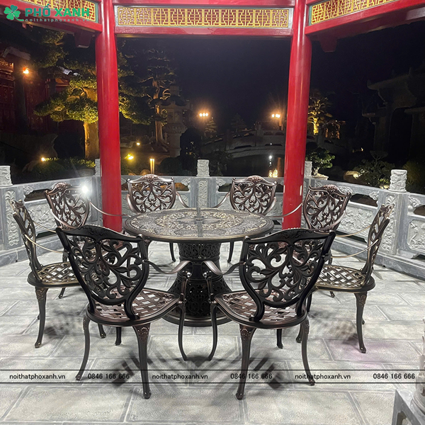 Bộ bàn ghế nhôm đúc ngoài trời dành cho nhà choi,sân vườn biệt thự BND-D123CCD