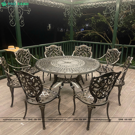 Bộ bàn ghế nhôm đúc ngoài trời dành cho nhà chòi,biệt thự,sân vườn BND-D150D