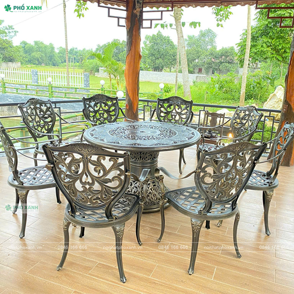 Bộ bàn ghế nhôm đúc ngoài trời dành cho nhà choi,sân vườn biệt thự BND-D123CCD