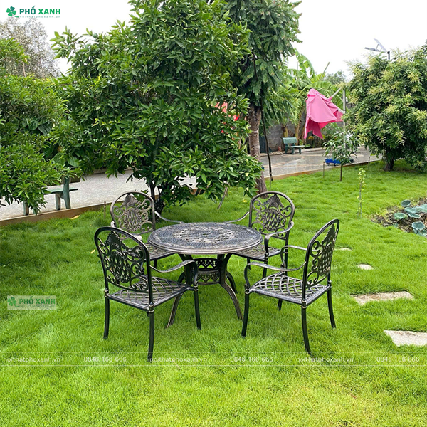 Bộ bàn ghế tròn hợp kim nhôm đúc sơn tĩnh điện BND-HVM100D