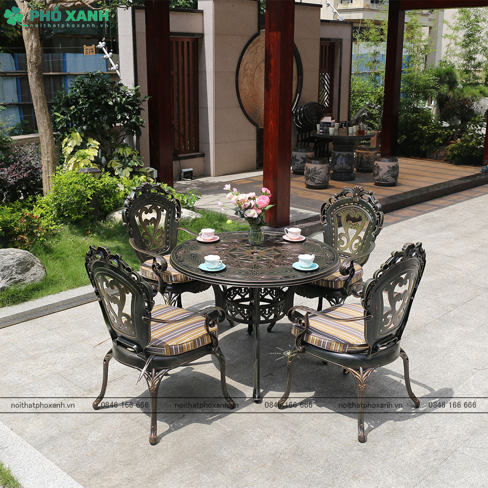 Bộ bàn ghế tròn hợp kim nhôm đúc sơn tĩnh điện BND-HV100TTD