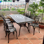 Bộ bàn ghế nhôm đúc ngoài trời hình chữ nhật 6-8 ghế BND-17091D01