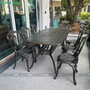 Bộ bàn ghế nhôm đúc ngoài trời hình chữ nhật 6-8 ghế BND-17091D01