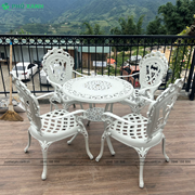 Bộ bàn ghế nhôm đúc sân vườn 1 bàn 4 ghế màu trắng kem BND-HV80TK01