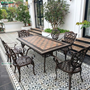 Bộ bàn ghế nhôm đúc mặt đá 1 bàn 8 ghế dành cho sân vườn,khu nghỉ dưỡng, biệt thự BND-MD18998D01