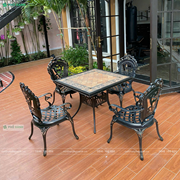 Bộ bàn ghế nhôm đúc mặt đá vuông BND-9090MDLTD
