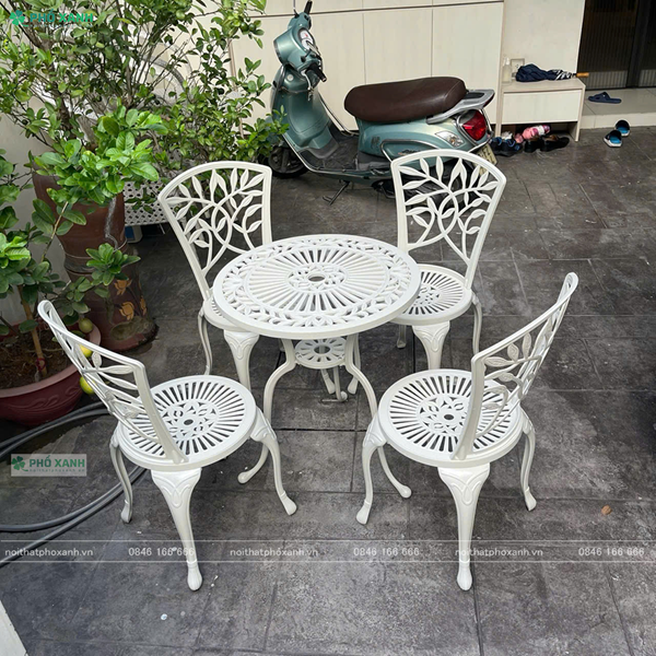 Bộ bàn ghế nhôm đúc nhỏ ngoài trời dành cho ban công,sân vườn nhỏ BND-D70CCTK