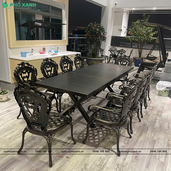 Bộ bàn ghế nhôm đúc thu gọn thông minh BND-BTG180-240D