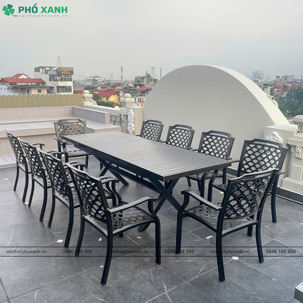 Bộ bàn ghế sân vườn thu gọn thông minh chất liệu nhôm đúc BTG-18090NVD