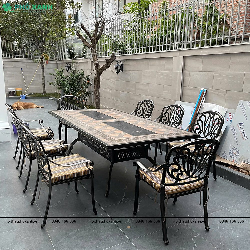 Bàn nhôm đúc mặt đá kết hợp nướng đôi cho 8 -10 người BND-ND203105D