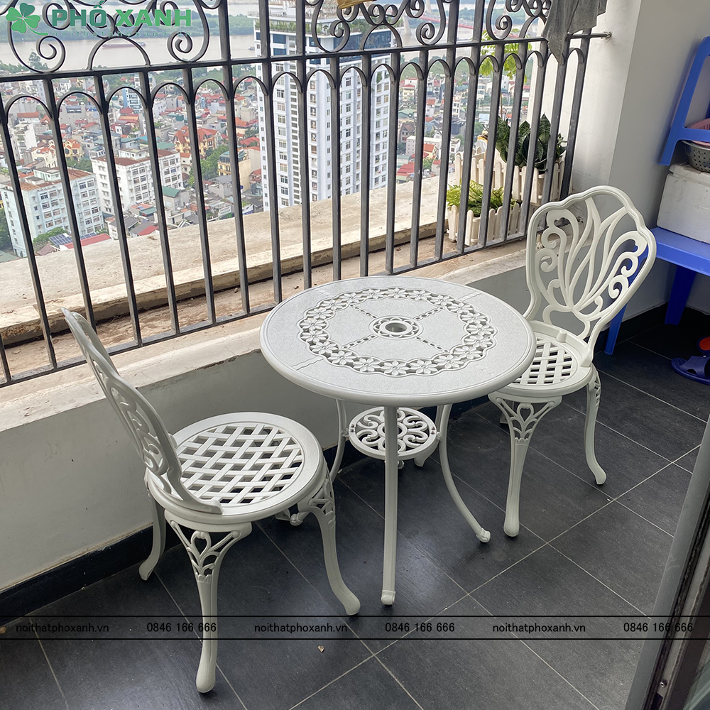 Bộ bàn ghế nhôm đúc nhỏ ban công, sân vườn BND-HV70TK