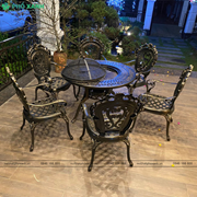 Bộ bàn ghế nhôm đúc kết hợp nướng BBQ ngoài trời dành cho sân vườn,biệt thự BND-N106D01