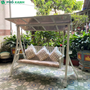 Xích đu nhập khẩu 3 chỗ nhôm đúc sân vườn có mái che XDNK-3CNLTK