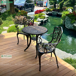 Bộ bàn ghế nhôm đúc nhỏ dành cho sân vườn,ban công BND-D60D02