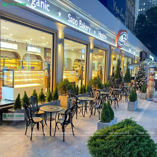 Bộ bàn ghế nhôm đúc nhỏ ngoài trời,sân vườn,ban công BND-6070D