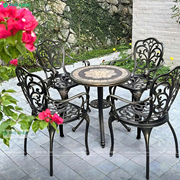 Bộ bàn ghế nhôm đúc mặt đá nhỏ kết hợp 4 ghế dành cho sân vườn,nhà chòi nhỏ BND-MD60D01