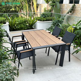 Bộ bàn ghế Polywood nhà hàng, quán cafe, sân vườn BPLW-15090GRAY