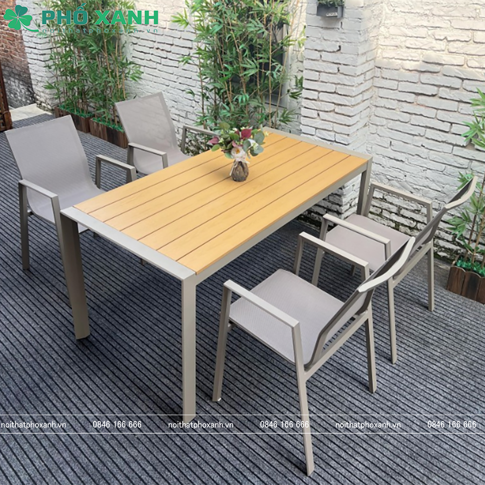 Bộ bàn ghế Polywood nhà hàng, quán cafe, sân vườn BPLW-15090N