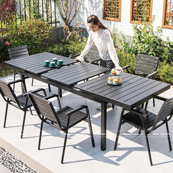 Bộ bàn ghế sân vườn thu gọn thông minh chất liệu Composite BTG-CPS18090D