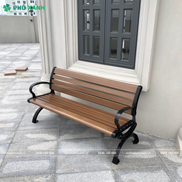 Ghế công viên nhôm đúc sơn tĩnh điện có tựa nan nhôm màu giả gỗ GCV-CTNN150NG