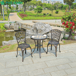 Bộ bàn ghế nhôm đúc nhỏ mặt đá phù hợp với ban công chung cư BND-MD70NND