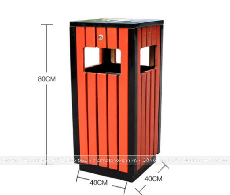 Thùng rác vuông ngoài trời sân vườn TR-V