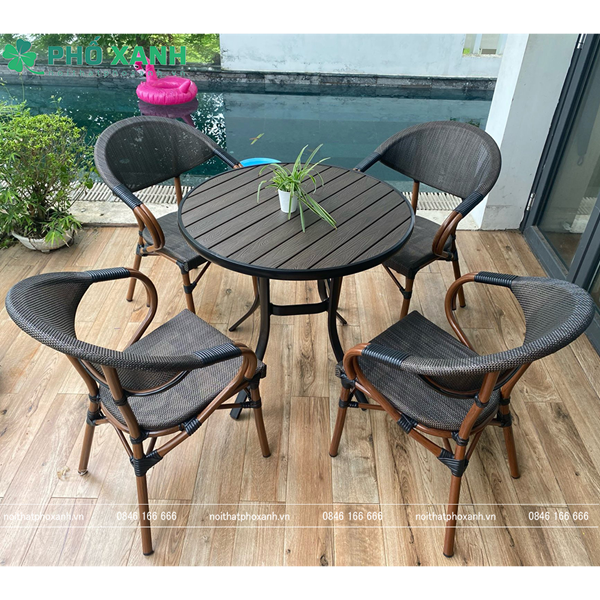 Bộ bàn ghế nhựa Composite nhà hàng,sân vườn BCP-80NXKD