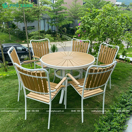 Bộ bàn ghế nhựa Composite nhà hàng sân vườn BCP-105NGKT