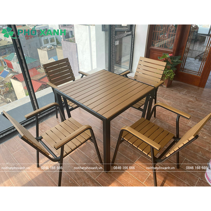 bàn ghế sân vườn Composite (Polywood) BCP-8080NGKD