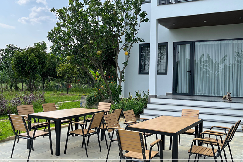 Mua Bộ bàn ghế nan nhựa Composite nhà hàng quán cafe BCP-15090 Đen