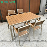 Bộ bàn ghế nan nhựa Composite nhà hàng quán cafe BCP-15090