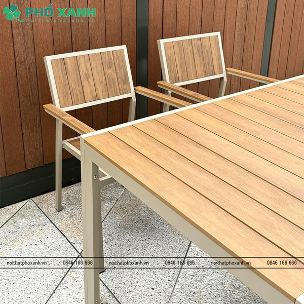 Bộ bàn ghế nan nhựa Composite nhà hàng quán cafe BCP-15090