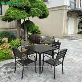 Bộ bàn ghế hình vuông nan nhôm đúc nghệ thuật BND-NN9090NND